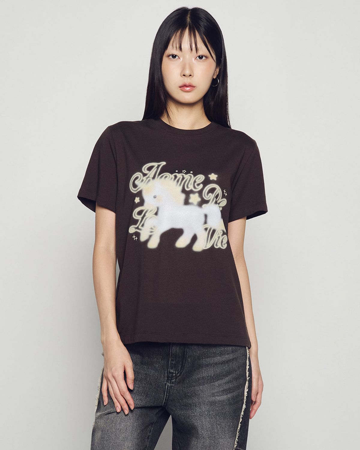 아크메드라비(ACME DE LA VIE) WOMAN UNICORN BLUR PONY SHORT SLEEVE T-SHIRT