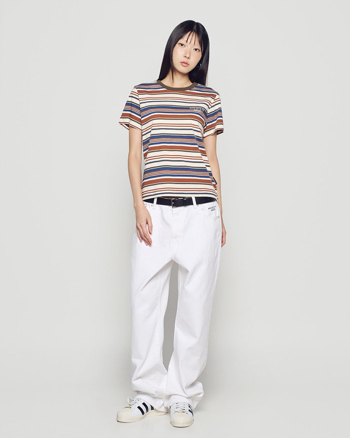 아크메드라비(ACME DE LA VIE) WOMAN STRIPE BASIC LOGO SHORT SLEEVE T-SHIRT