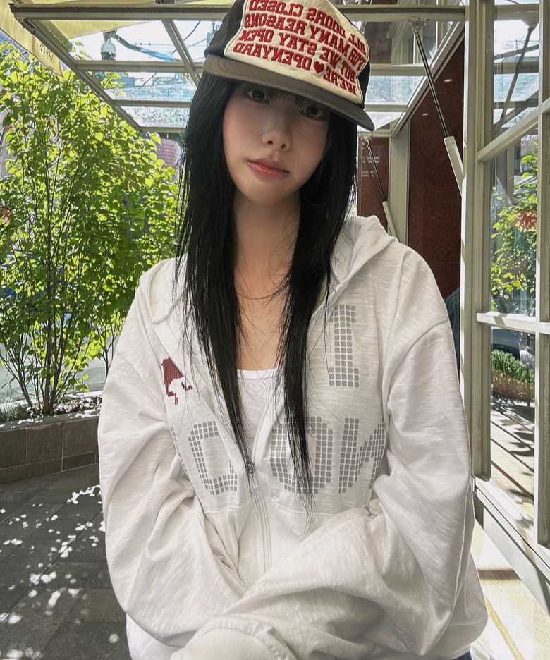 시스템 에러 슬럽 라이트 후드 집업 아이보리