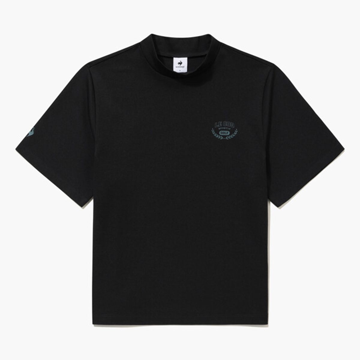 르꼬끄 골프(LECOQ GOLF) 여성 클래식 체크 레터링 모크넥 반팔 티셔츠 _BLCK GR322LTS83