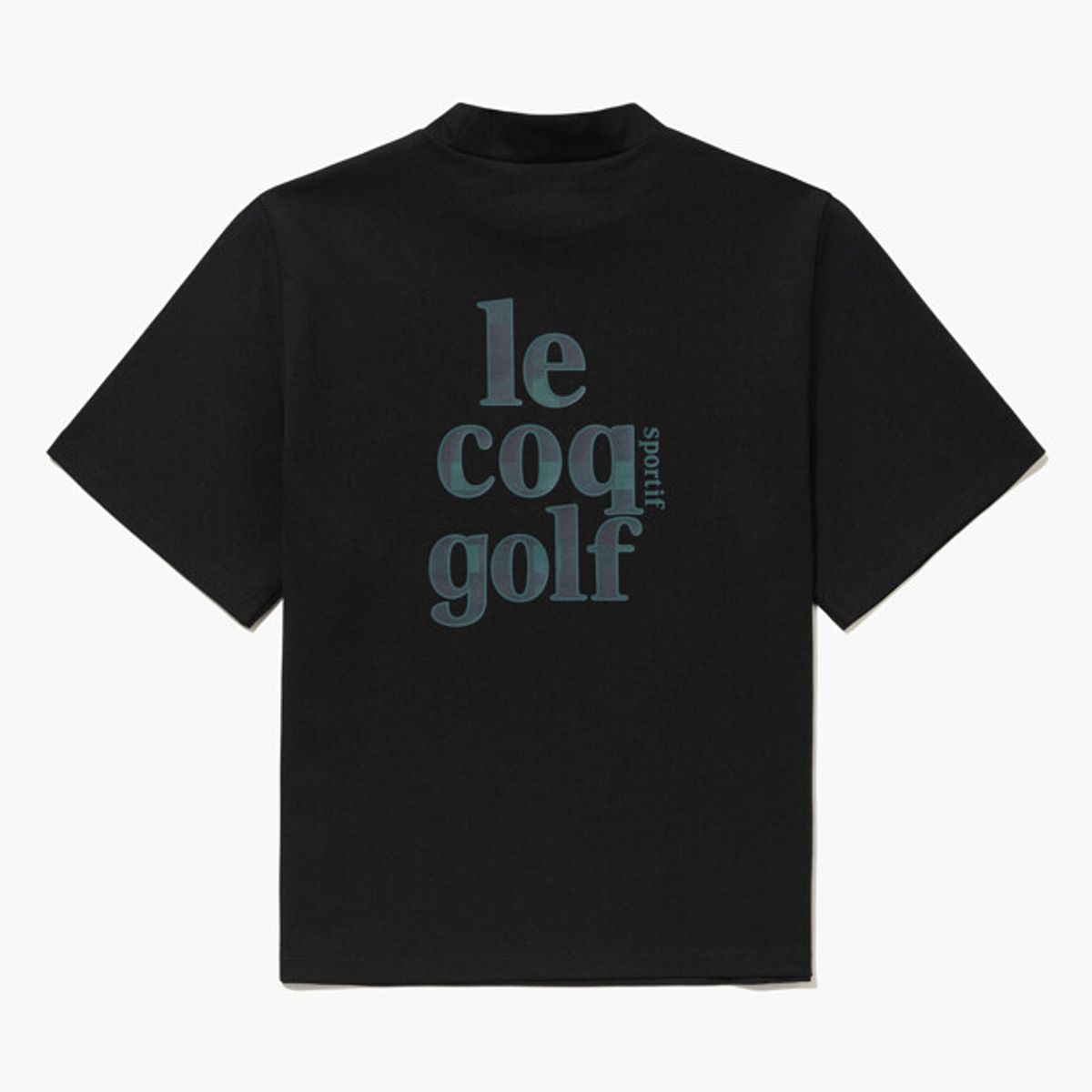 르꼬끄 골프(LECOQ GOLF) 여성 클래식 체크 레터링 모크넥 반팔 티셔츠 _BLCK GR322LTS83