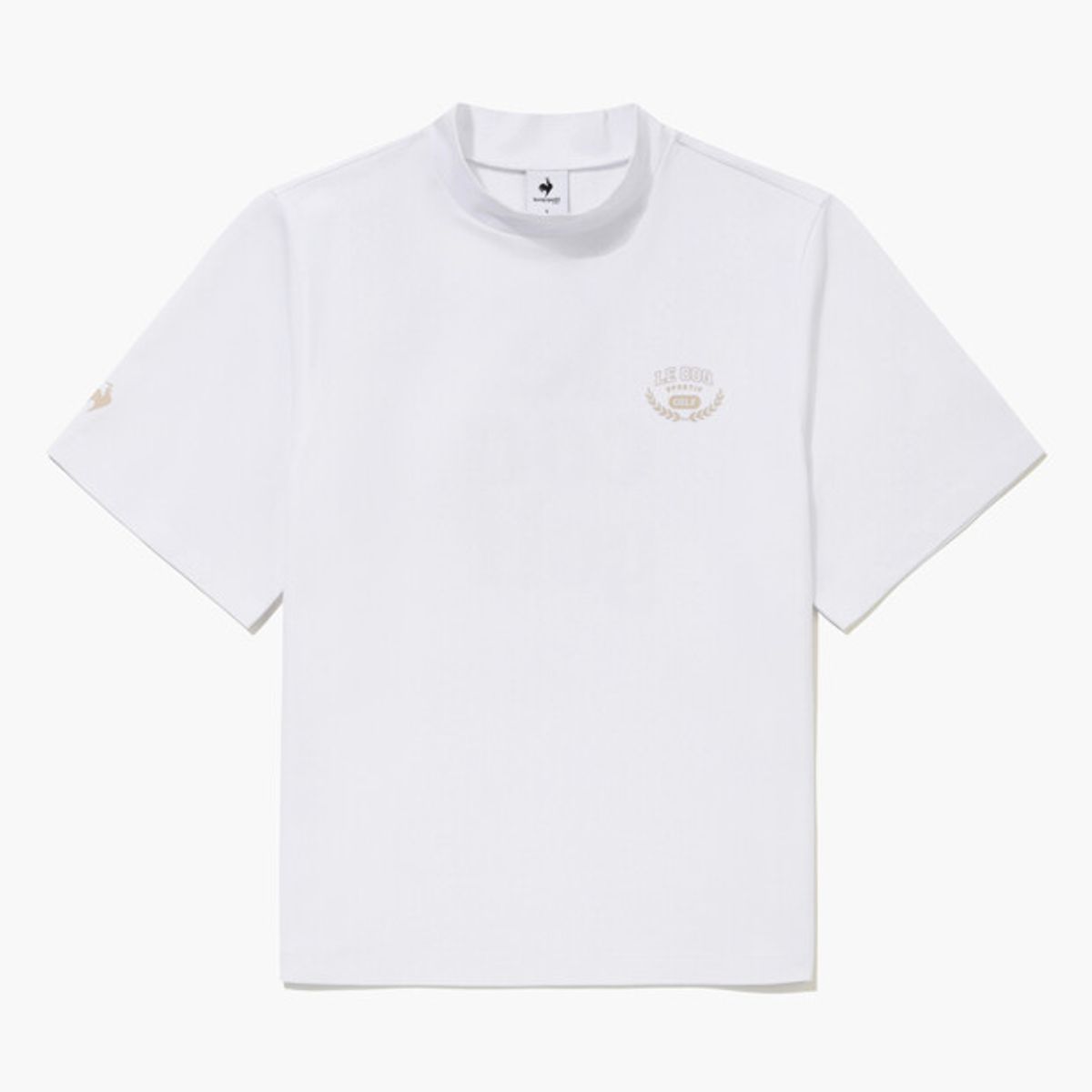 르꼬끄 골프(LECOQ GOLF) 여성 클래식 체크 레터링 모크넥 반팔 티셔츠 _WHTE GR322LTS83