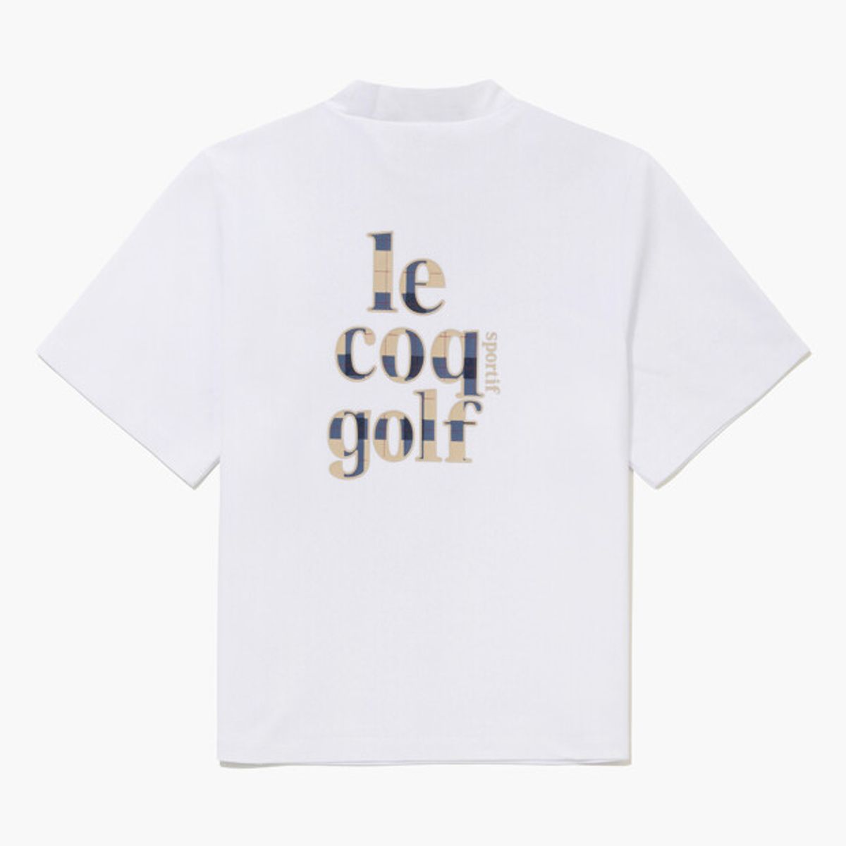르꼬끄 골프(LECOQ GOLF) 여성 클래식 체크 레터링 모크넥 반팔 티셔츠 _WHTE GR322LTS83