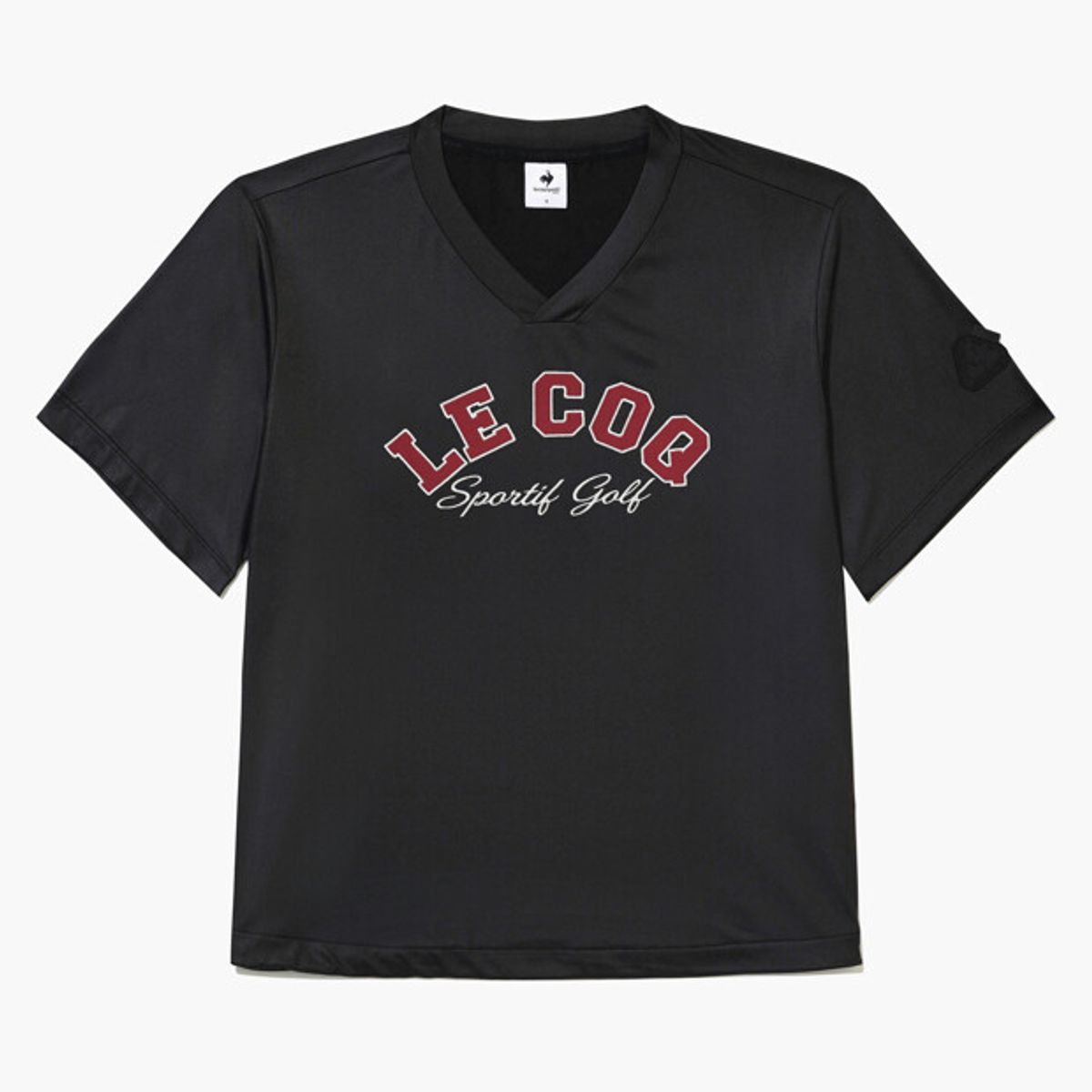 르꼬끄 골프(LECOQ GOLF) 여성 레터링 포인트 글로시 져지 반팔 티셔츠 _BLCK GR322LRS85