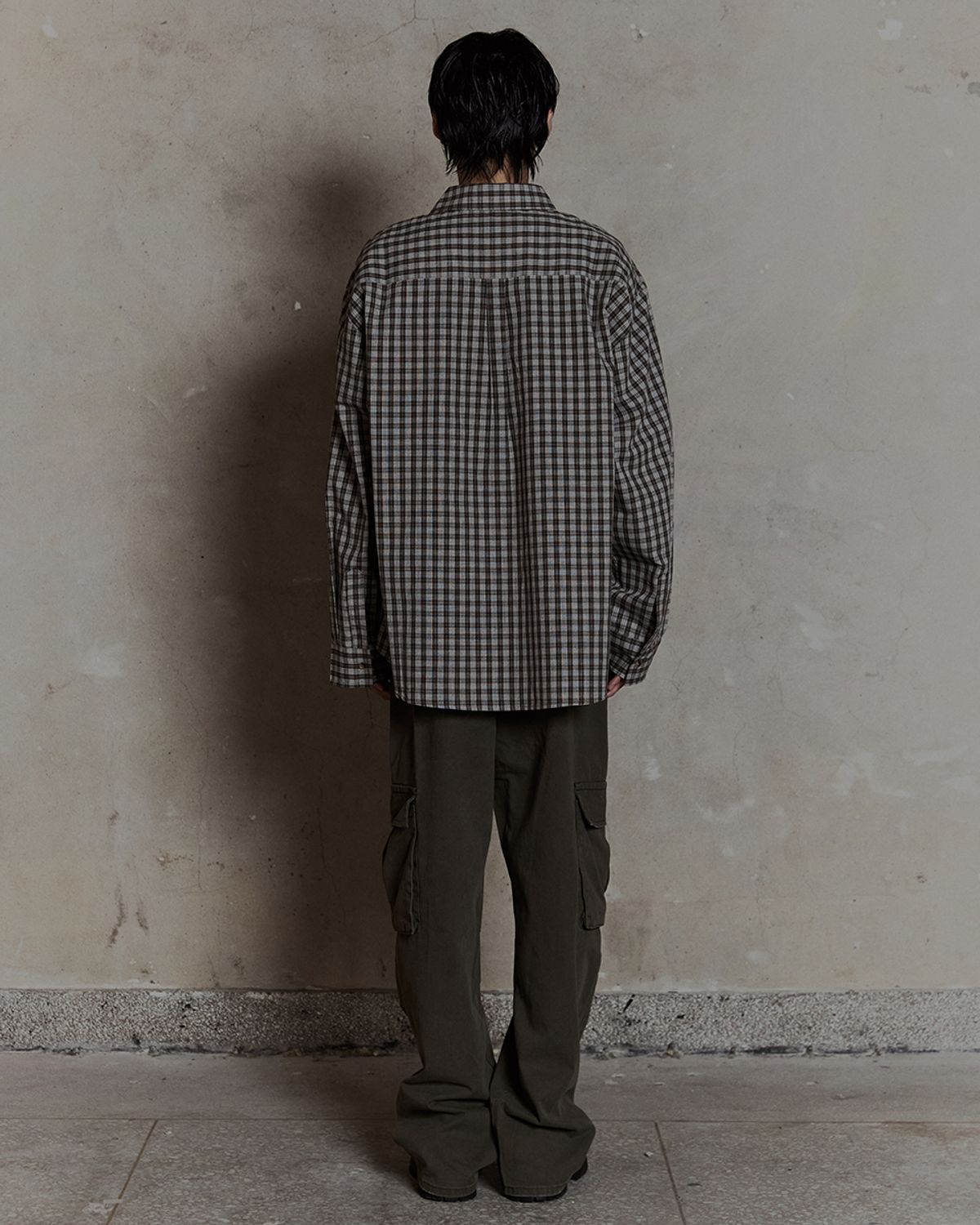 덤(THUMB) Fade Grunge Check (Beige)