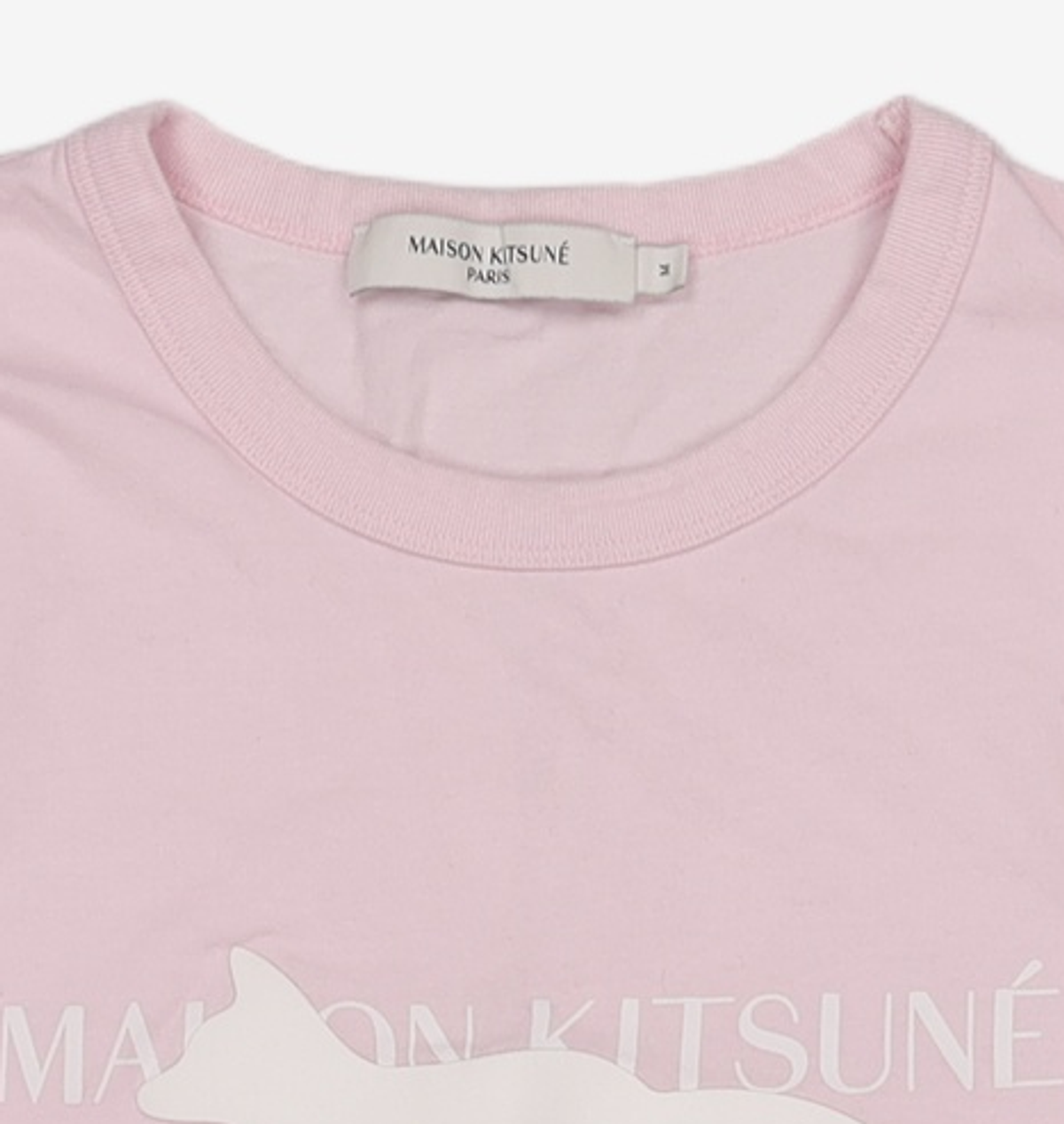 메종 키츠네(MAISON KITSUNE) 여성 폭스 로고 프린트 반소매 티셔츠 - 핑크 / IW00154KJ0008P601 M