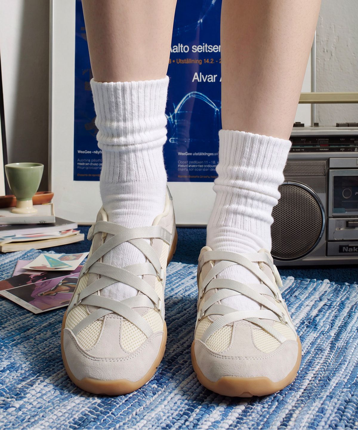 락피쉬웨더웨어(ROCKFISH WEATHERWEAR) ZANE X-STRAP SNEAKERS - CREAM