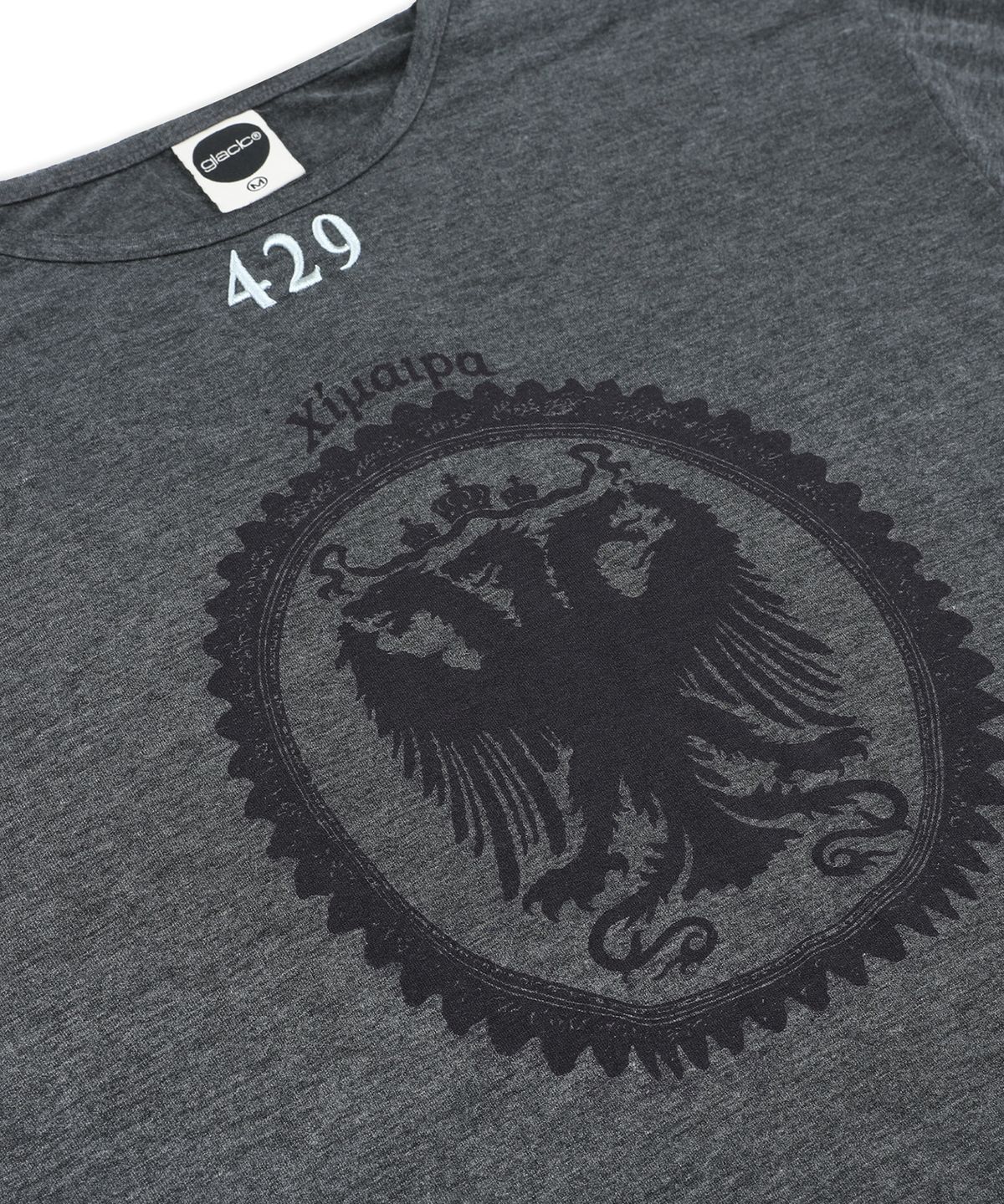 글랙(GLACK) GT188 429 키마이라 엠블럼 빈티지 커프스 디테일 롱슬리브 (CHARCOAL GRAY)