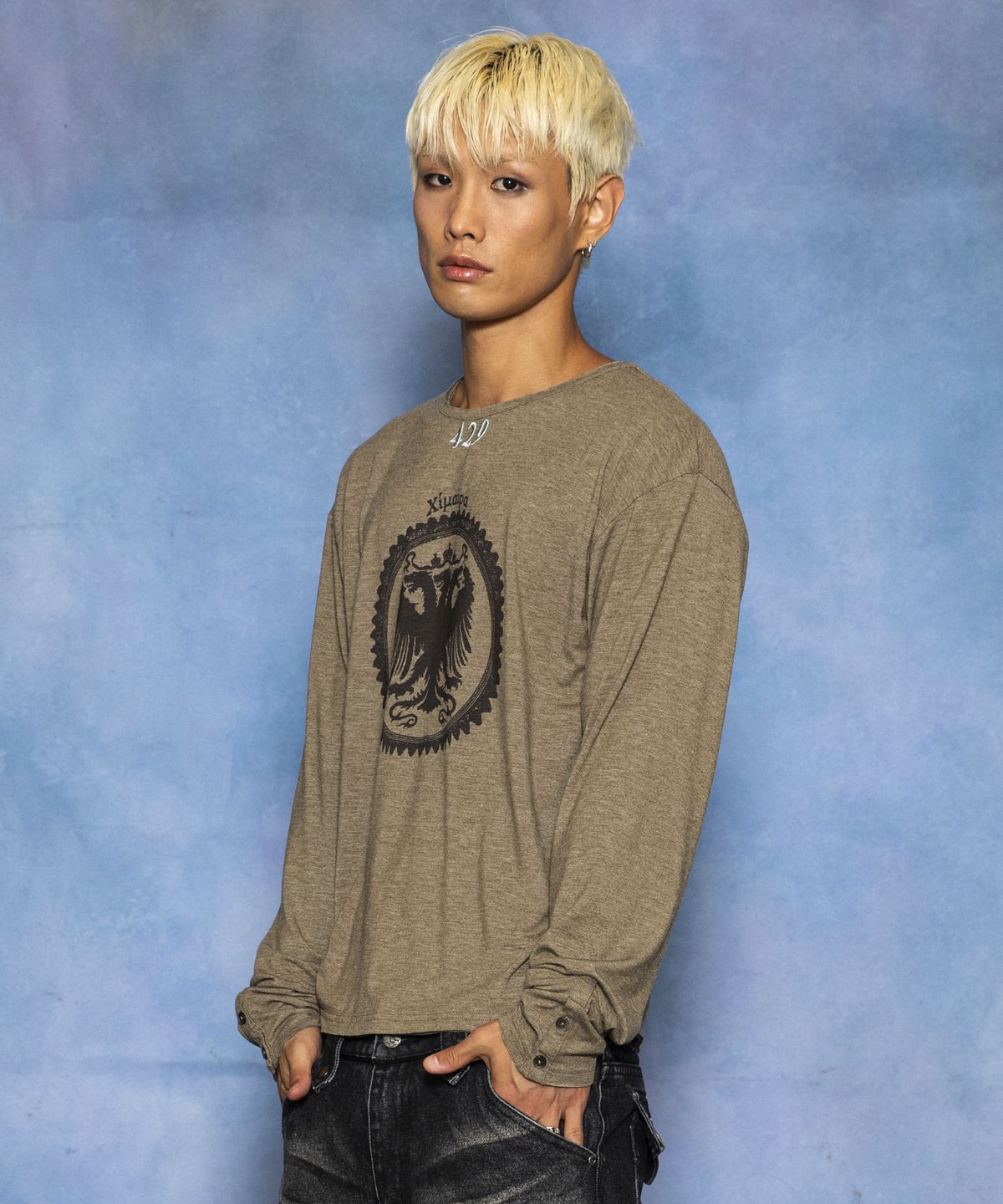 글랙(GLACK) GT188 429 키마이라 엠블럼 빈티지 커프스 디테일 롱슬리브 (KHAKI)