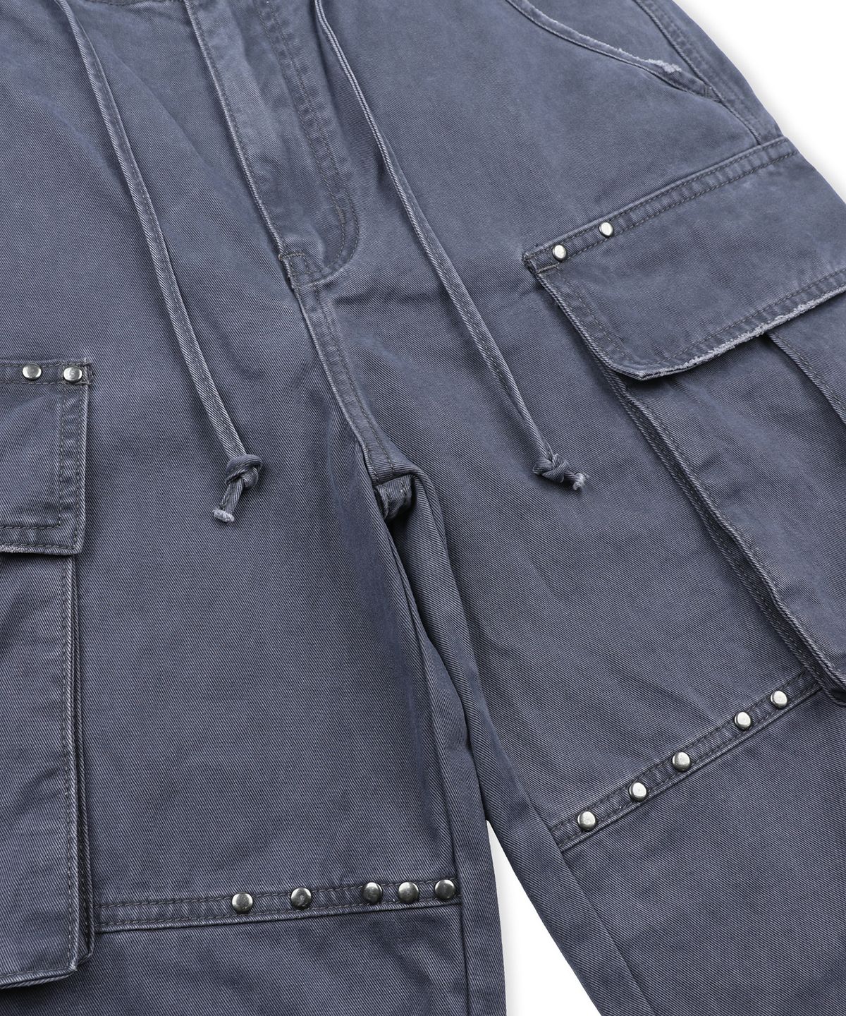 글랙(GLACK) GP193 스터드 빈티지 언밸런스 카고 레귤러 코튼 팬츠 (NAVY)