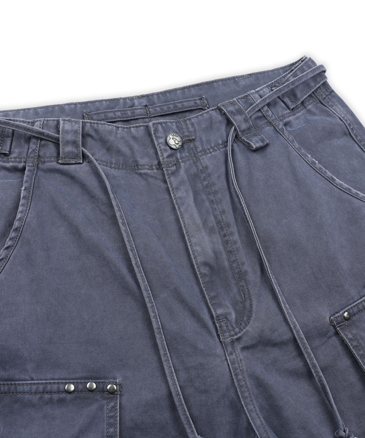글랙(GLACK) GP193 스터드 빈티지 언밸런스 카고 레귤러 코튼 팬츠 (NAVY)