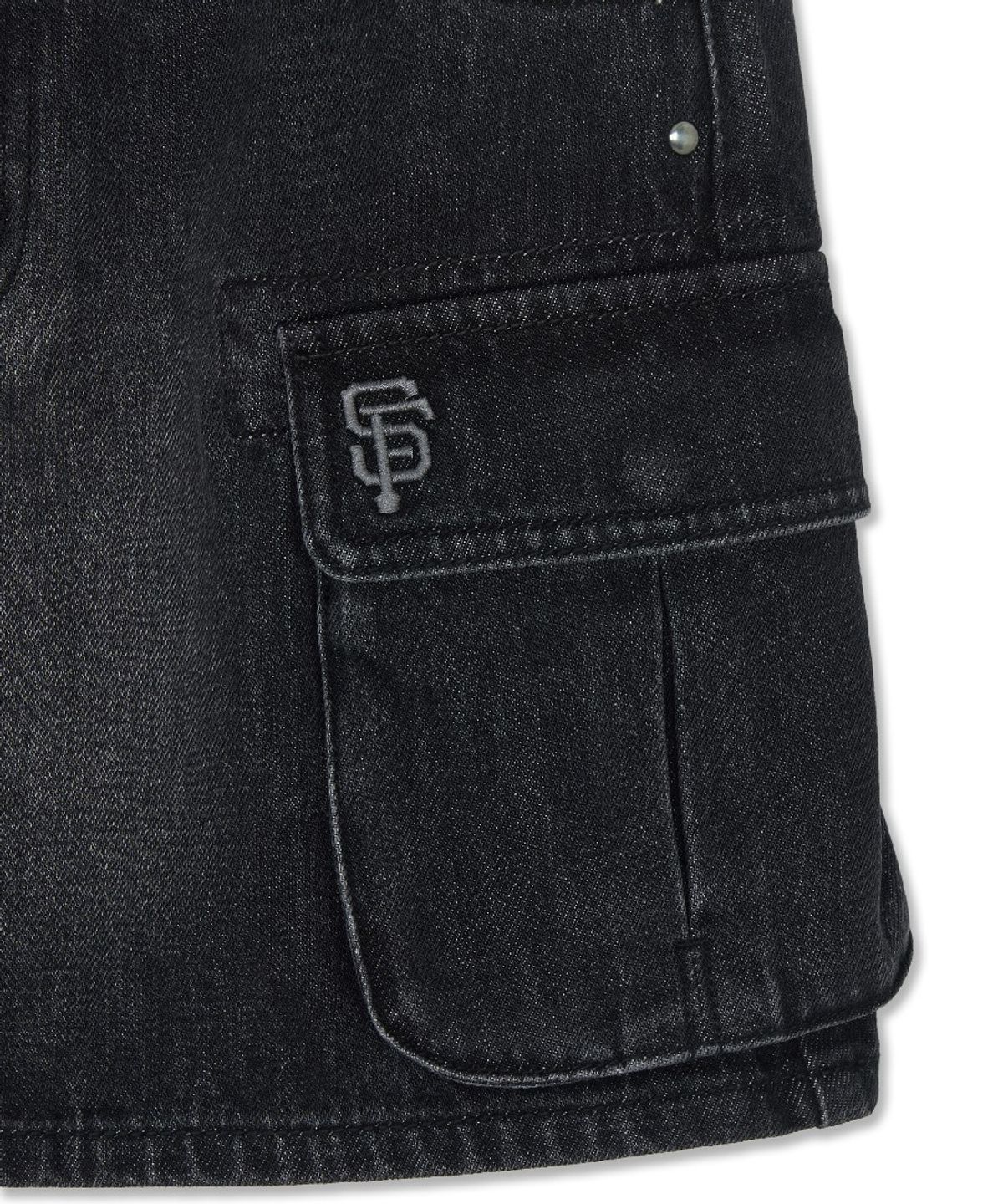 엠엘비(MLB) 여성 베이직 스몰로고 스터드 데님스커트 SF (Black)