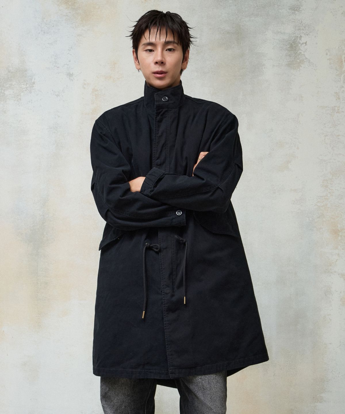 에이지오디(AGOD) 워시드 캔버스 피쉬테일 파카 [블랙]