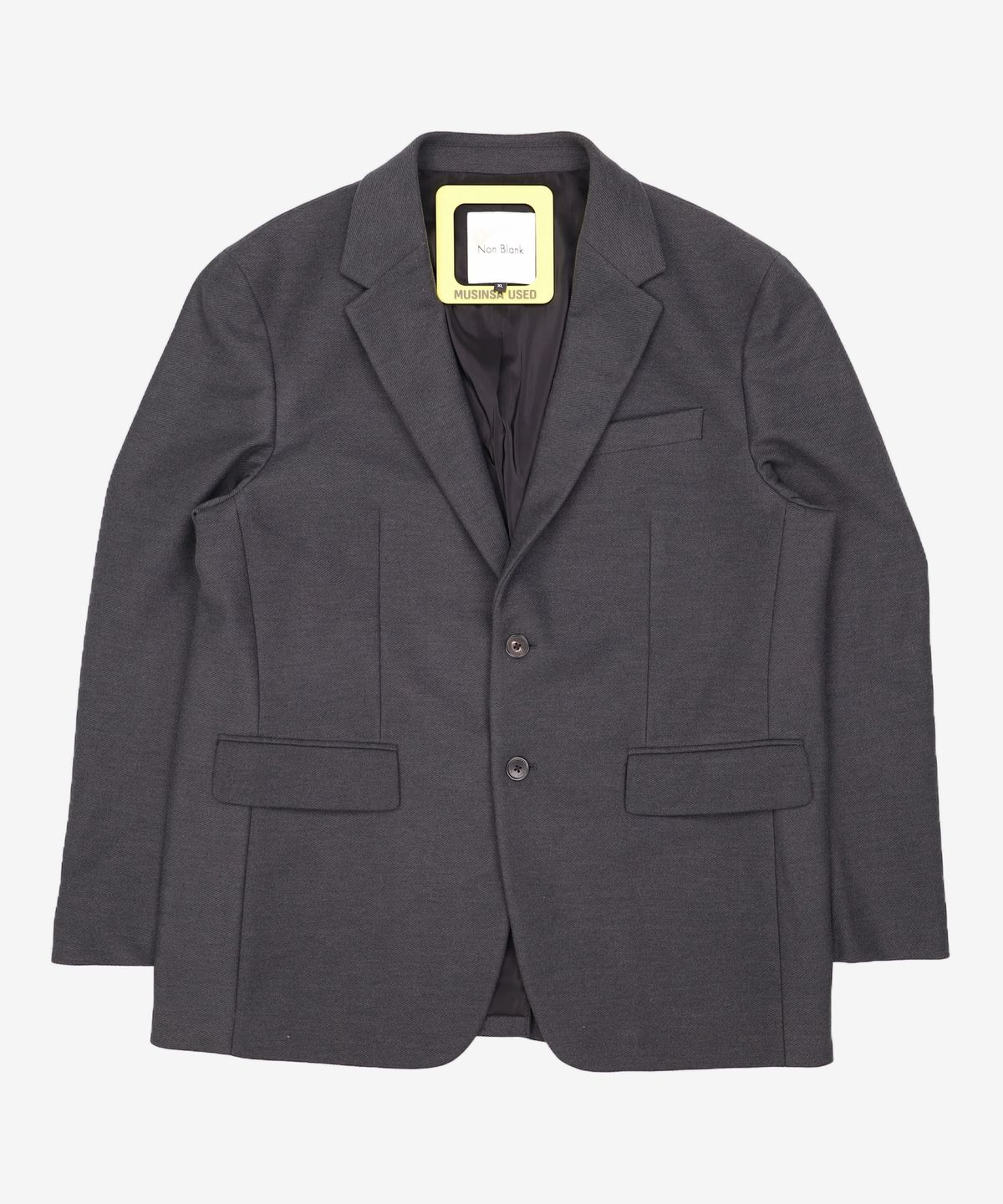 넌블랭크(NONBLANK) 세미 오버 핏 저지 블레이저_DARK GREY XL