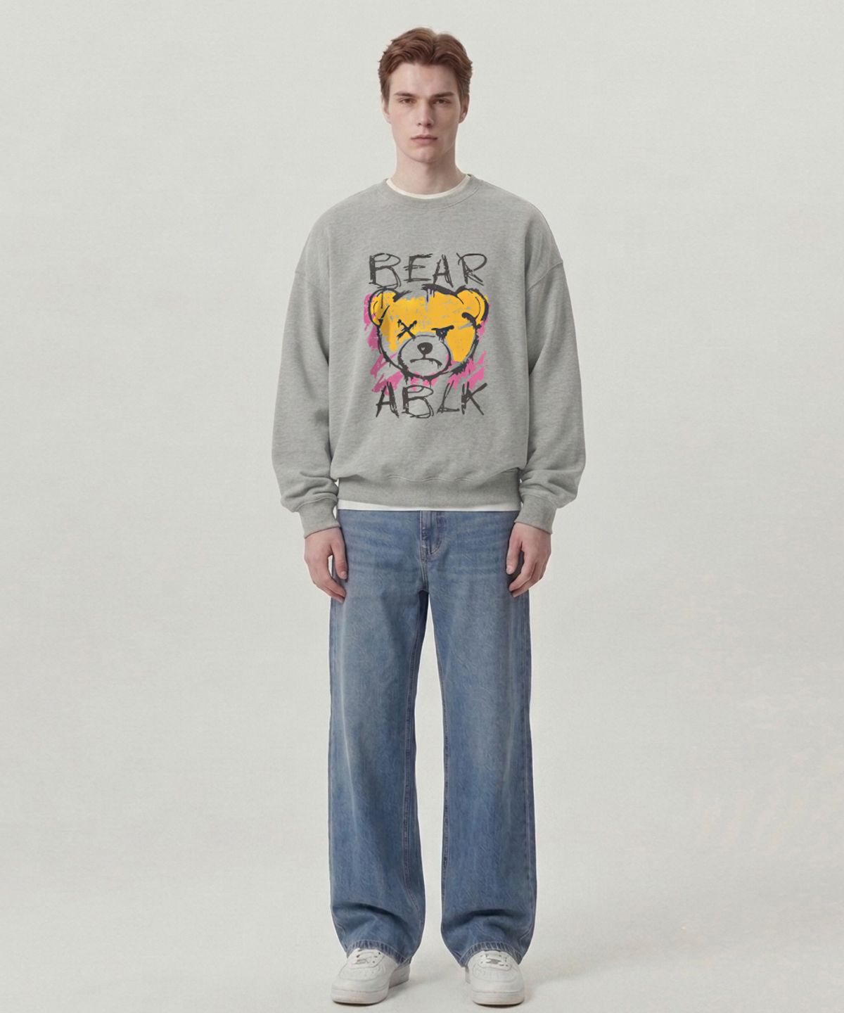 엠블룩(AMBLELOOK) 레귤러 스웨트셔츠 BEAR ABLK (3color)
