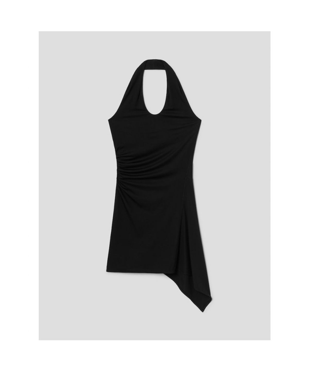 앙개(ANGGAE) Unbalanced Halter Minidress  Black