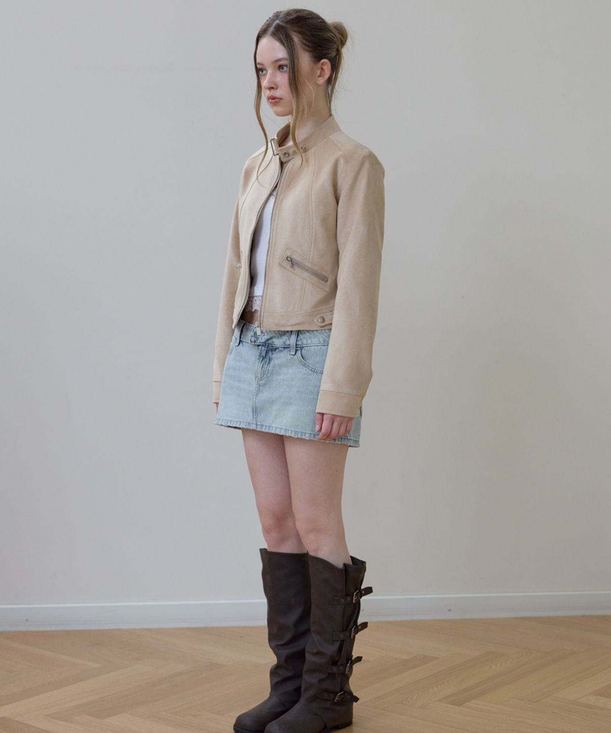 로제프란츠(ROSEFRANTZ) Suede Racer Jacket [Beige]