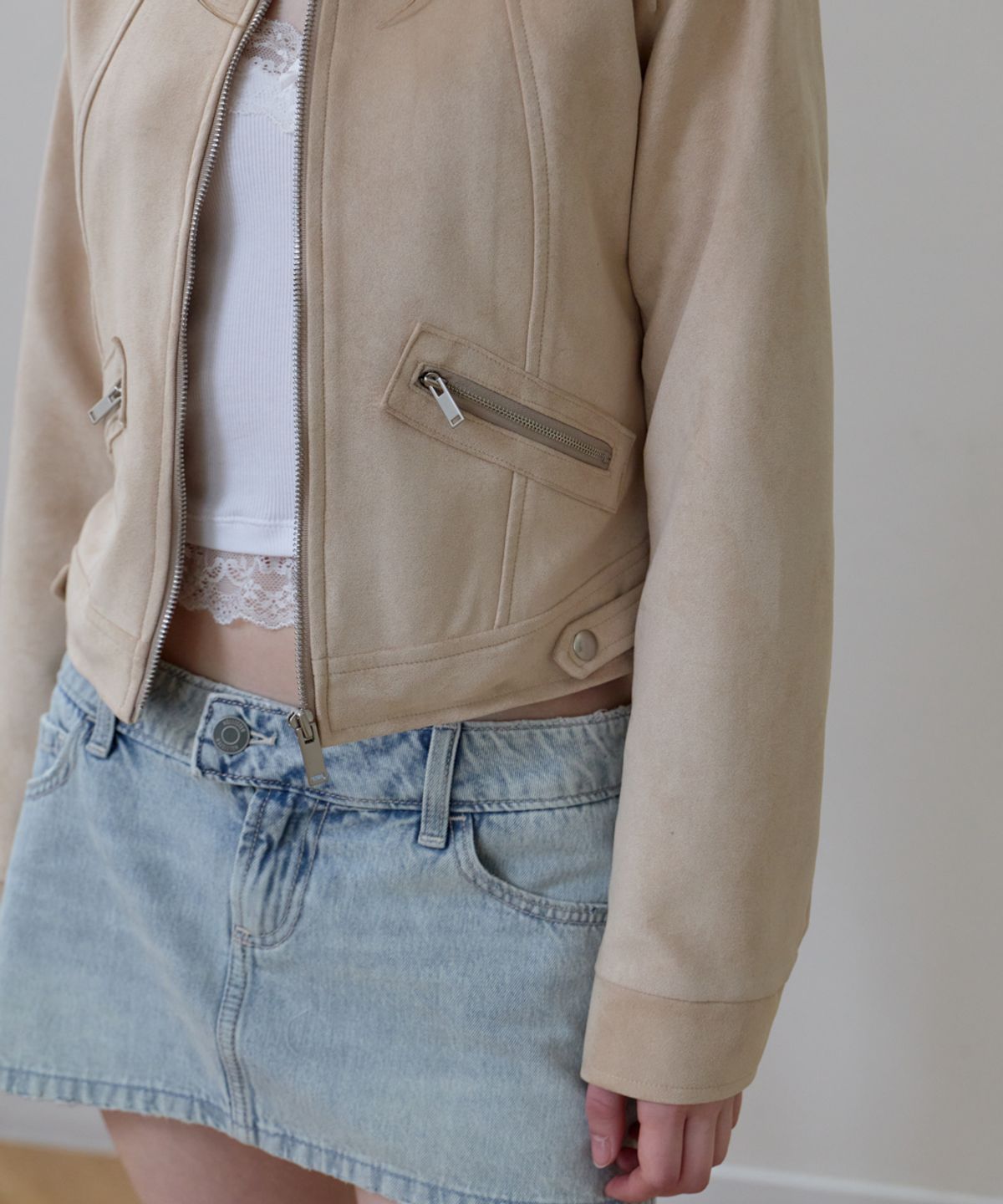 로제프란츠(ROSEFRANTZ) Suede Racer Jacket [Beige]