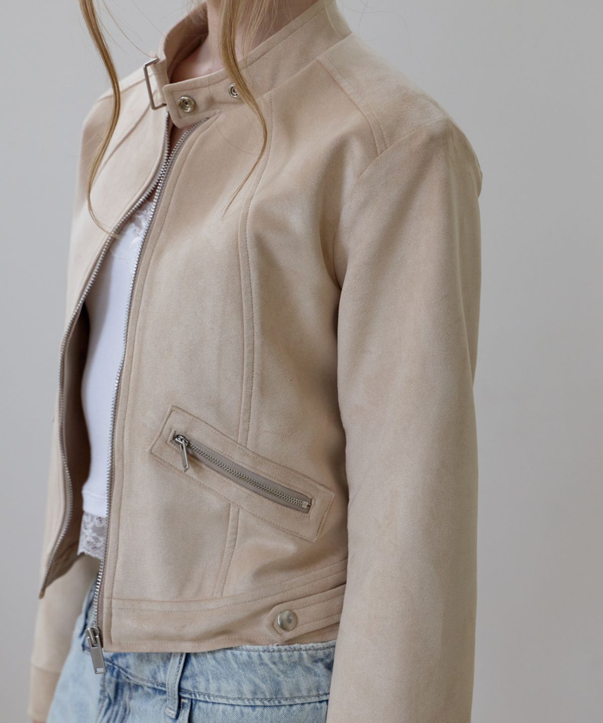 로제프란츠(ROSEFRANTZ) Suede Racer Jacket [Beige]
