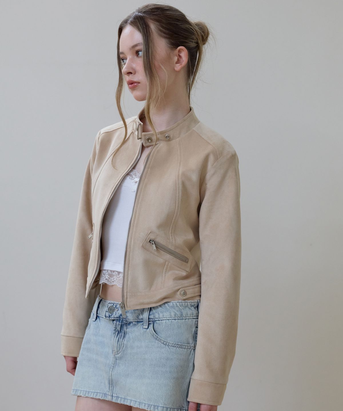 로제프란츠(ROSEFRANTZ) Suede Racer Jacket [Beige]