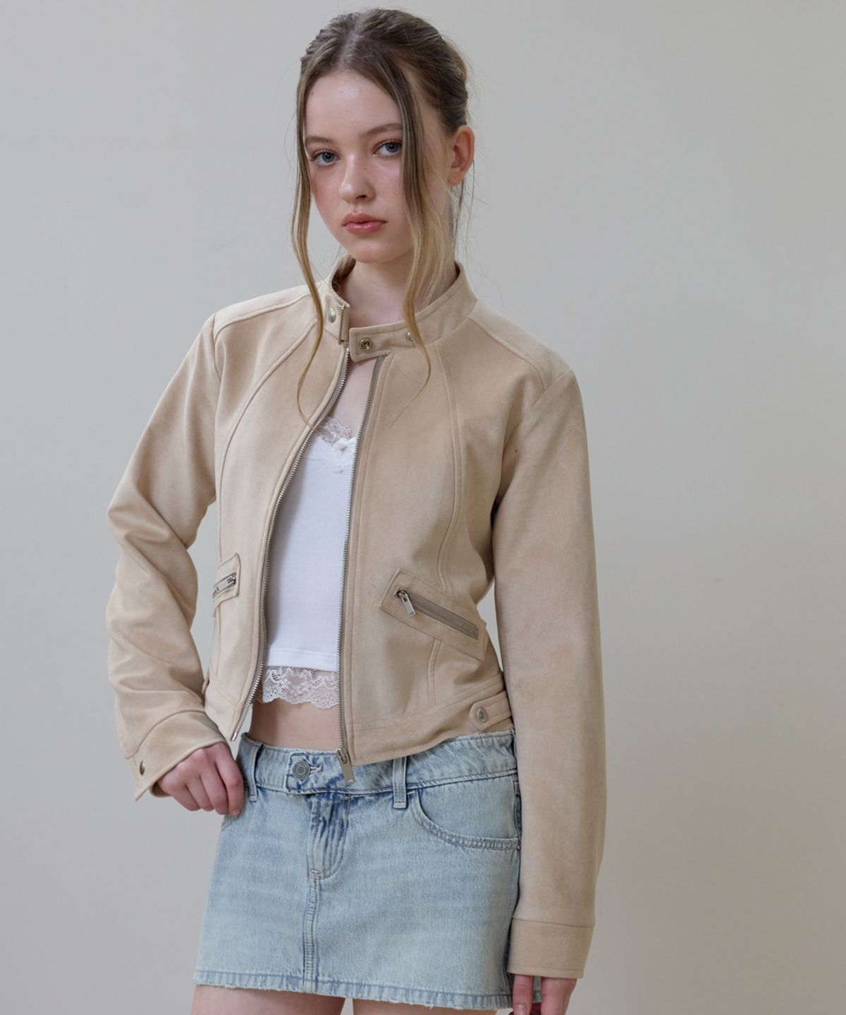 로제프란츠(ROSEFRANTZ) Suede Racer Jacket [Beige]