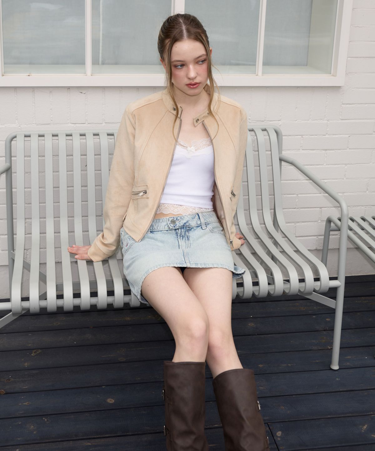 로제프란츠(ROSEFRANTZ) Suede Racer Jacket [Beige]