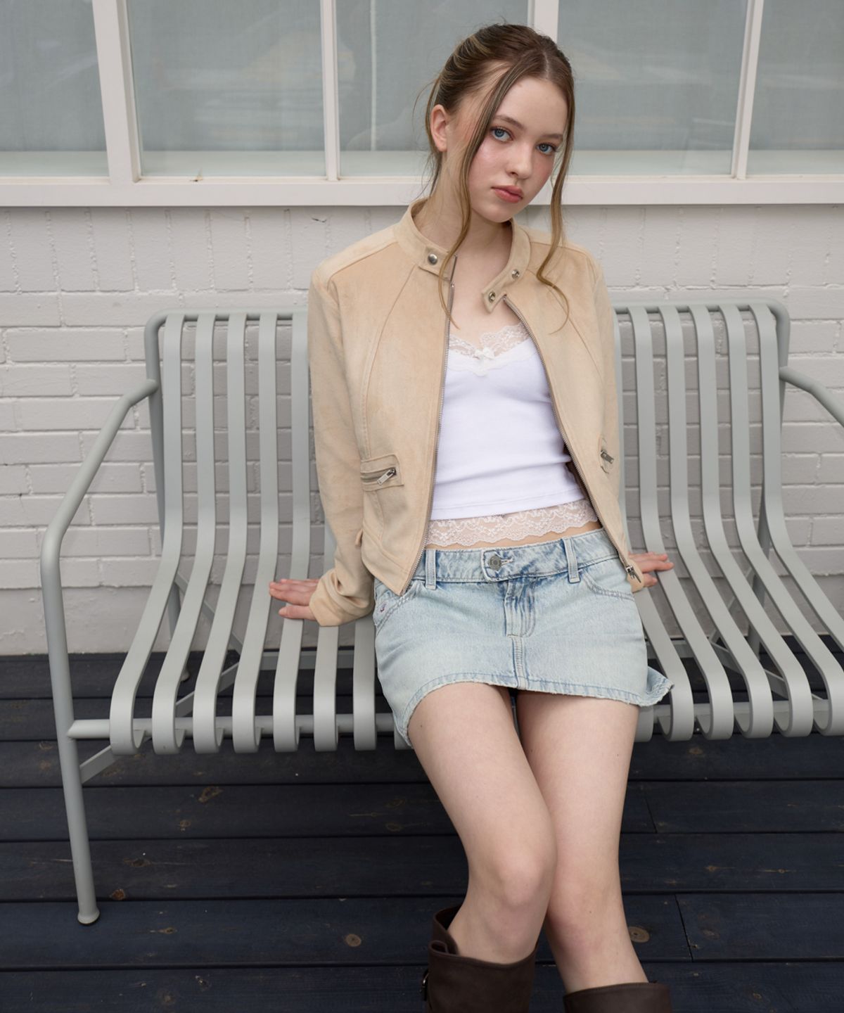 로제프란츠(ROSEFRANTZ) Suede Racer Jacket [Beige]
