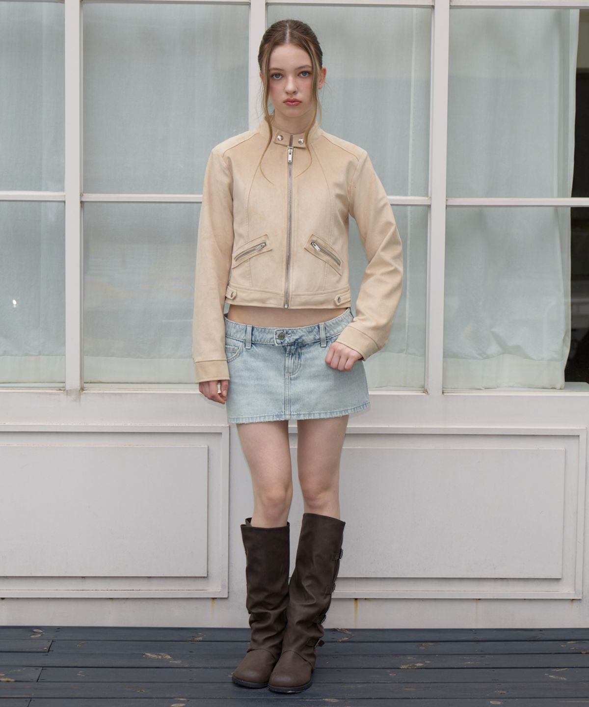 로제프란츠(ROSEFRANTZ) Suede Racer Jacket [Beige]