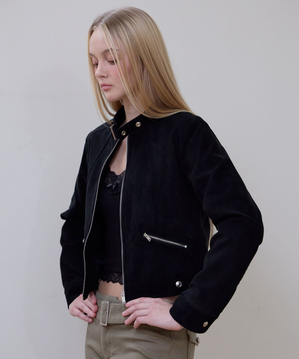 로제프란츠(ROSEFRANTZ) Suede Racer Jacket [Black]