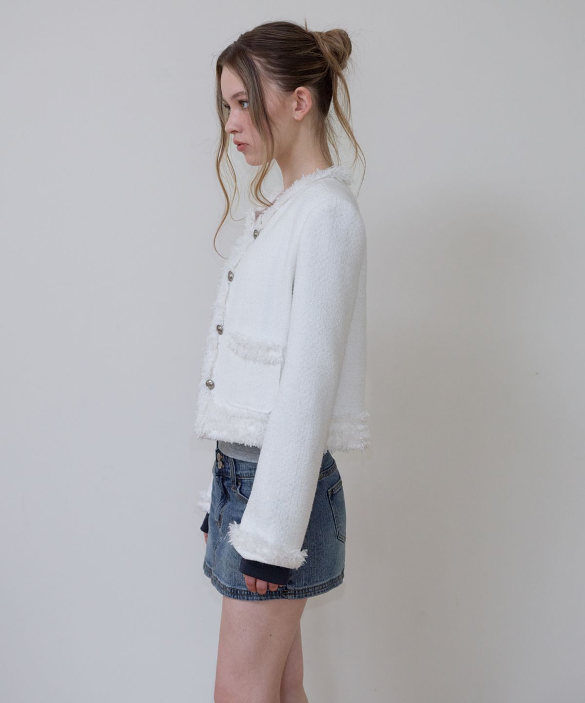로제프란츠(ROSEFRANTZ) Soft Fringe Tweed Jacket [Ivory]