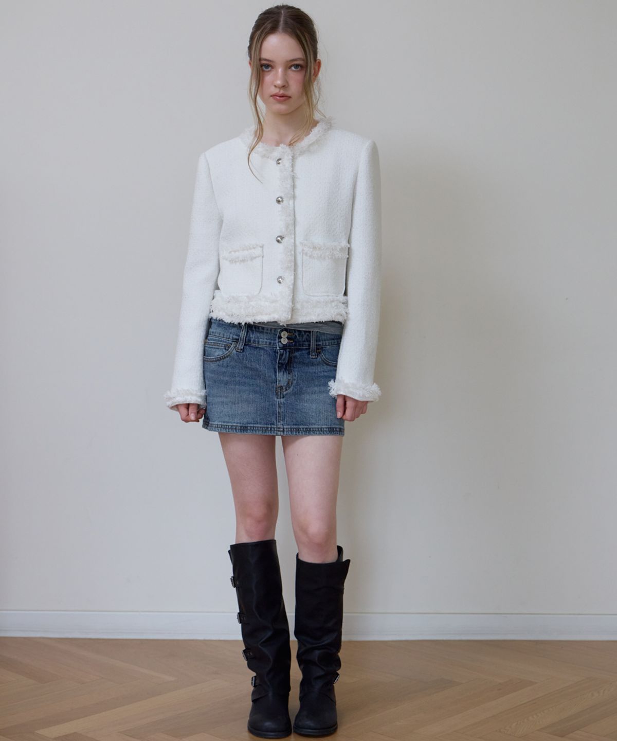 로제프란츠(ROSEFRANTZ) Soft Fringe Tweed Jacket [Ivory]