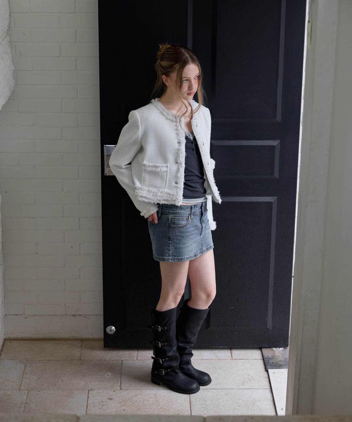 로제프란츠(ROSEFRANTZ) Soft Fringe Tweed Jacket [Ivory]