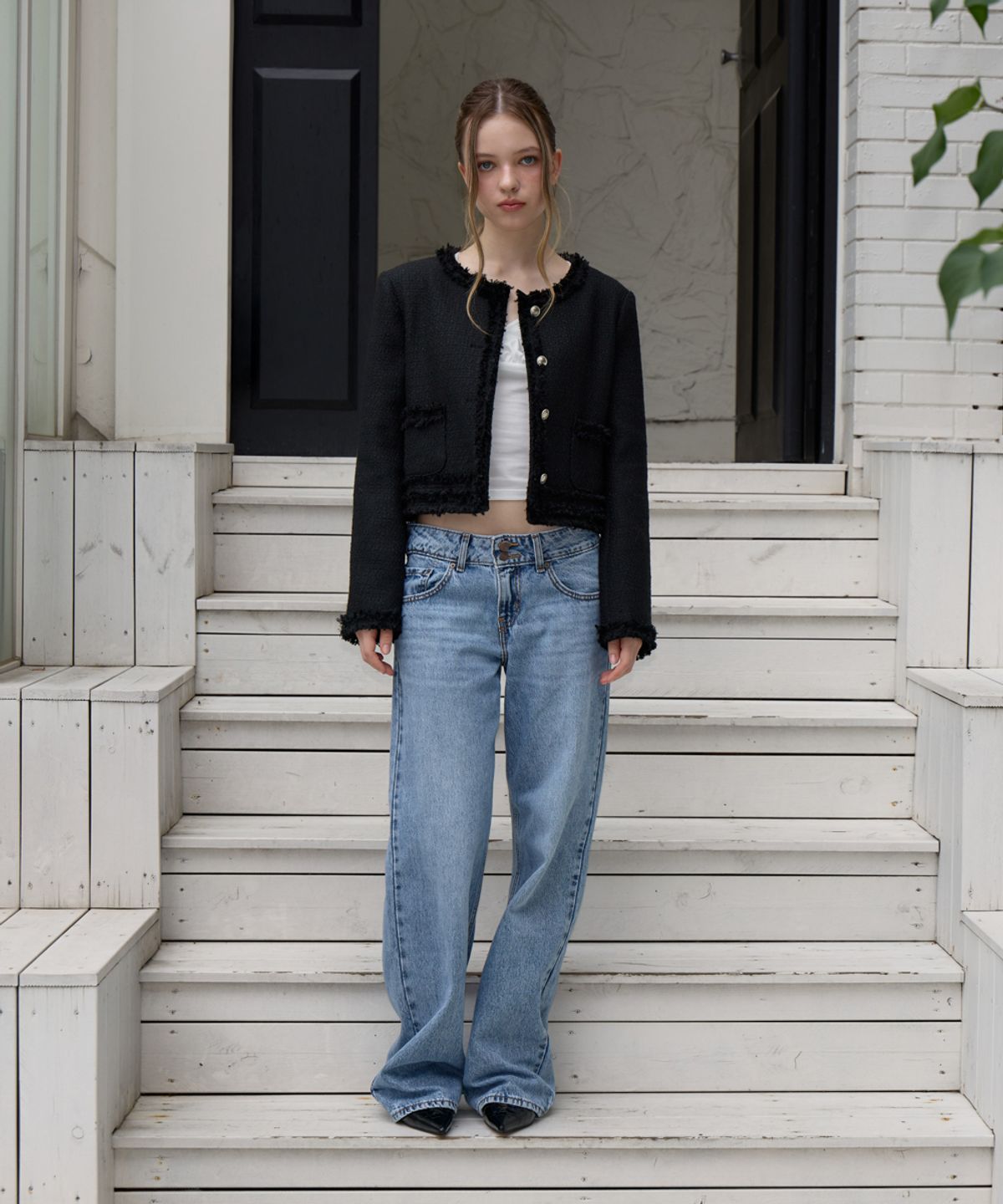 로제프란츠(ROSEFRANTZ) Soft Fringe Tweed Jacket [Black]