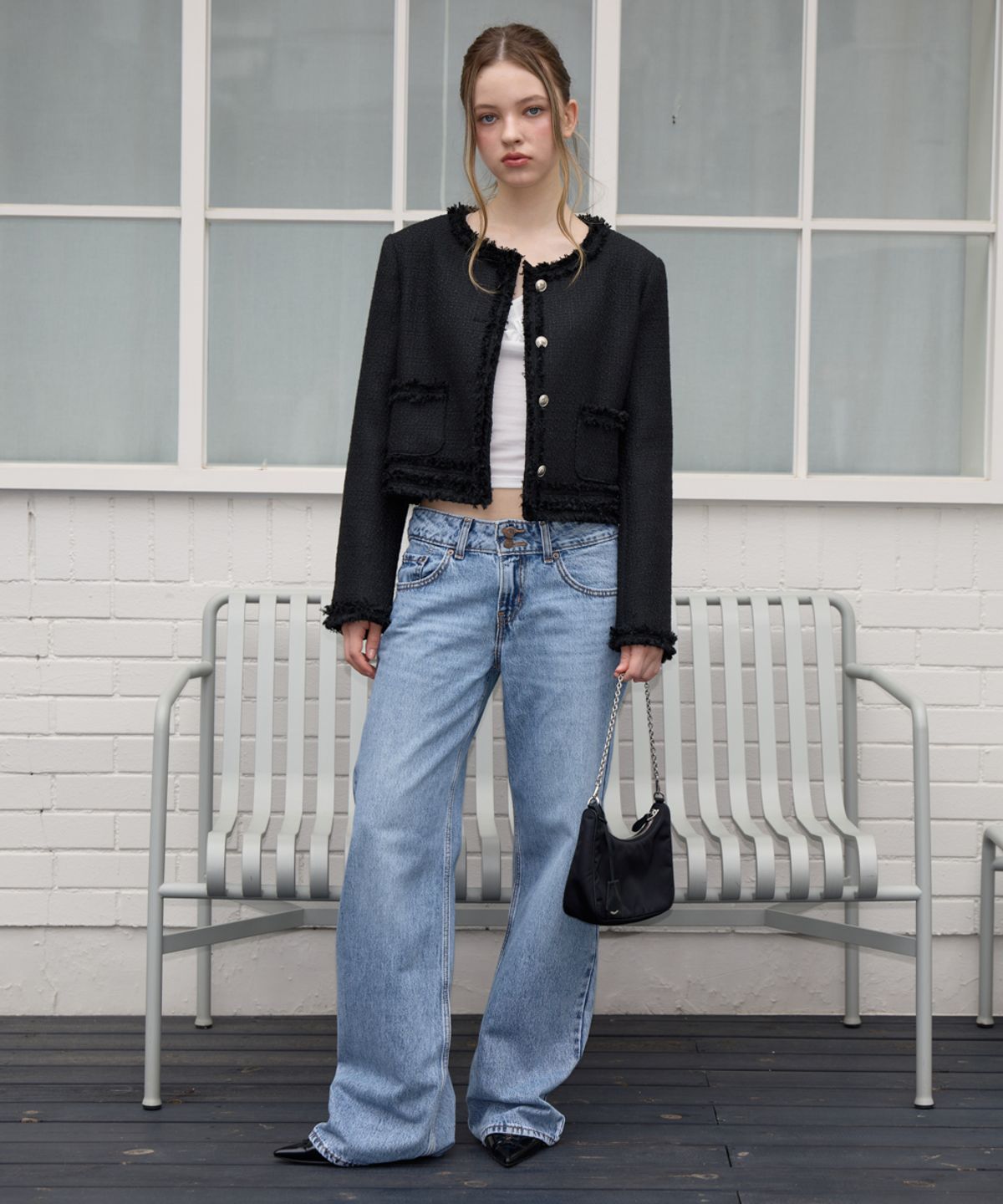 로제프란츠(ROSEFRANTZ) Soft Fringe Tweed Jacket [Black]