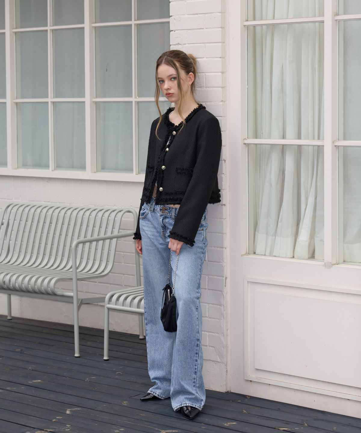 로제프란츠(ROSEFRANTZ) Soft Fringe Tweed Jacket [Black]