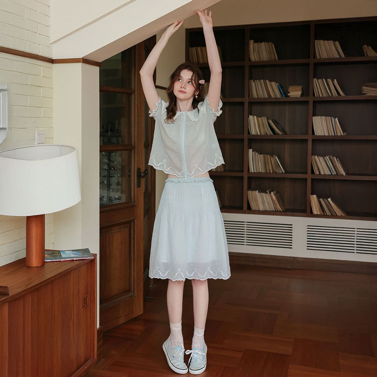 쎄무아듀(CEST MOIDEW) Cest_Soft embroidered pintuck skirt