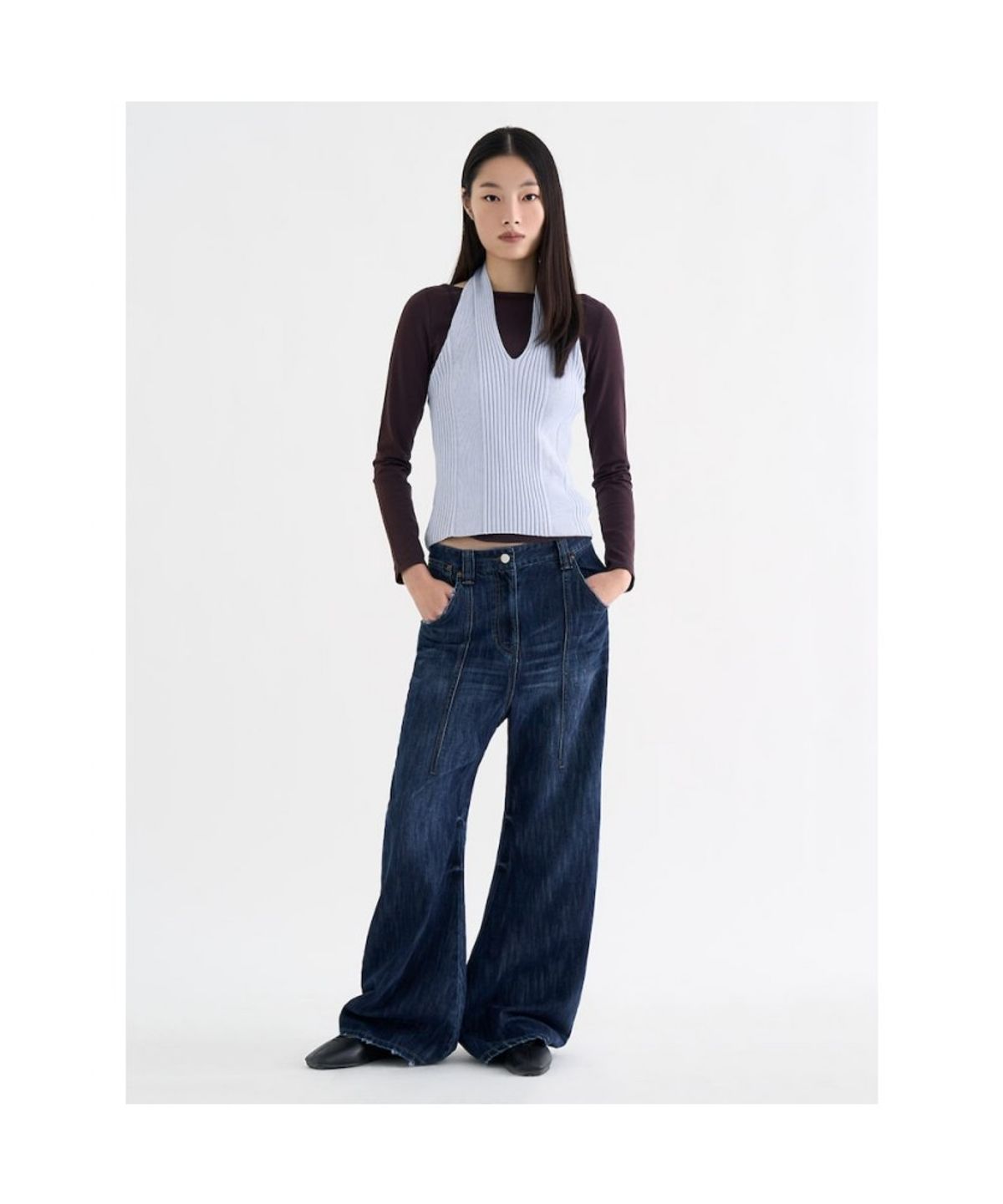 앙개(ANGGAE) Low Crotch Denim  Blue