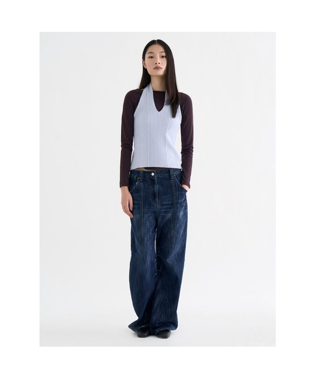앙개(ANGGAE) Low Crotch Denim  Blue