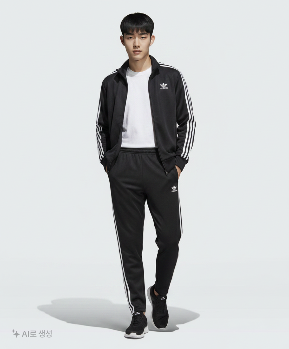 아디다스(ADIDAS) 에센셜 3S 윈드 팬츠 - 블랙:화이트 / DQ3100 L