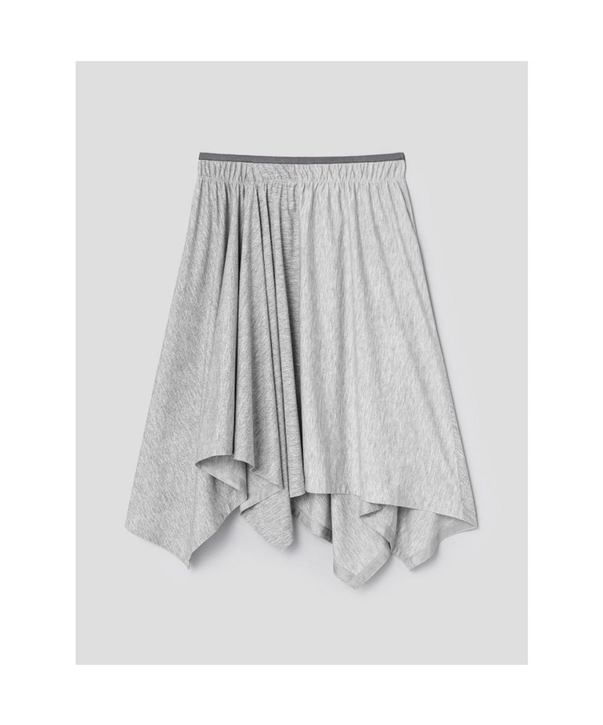 앙개(ANGGAE) Unbalanced Jersey Skirt  Light Grey