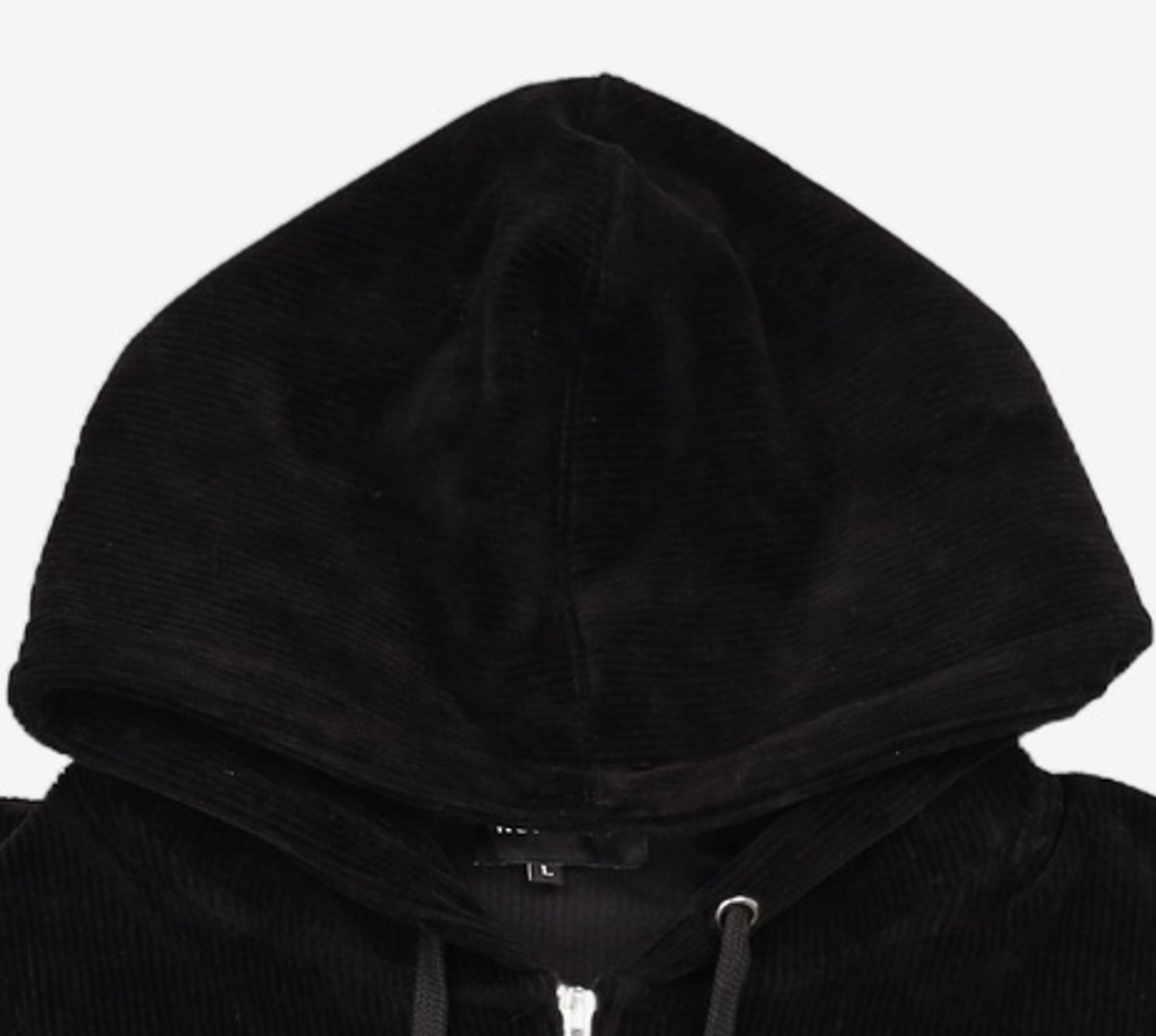 우알롱(WOOALONG) Velour corduroy hood zip-up - BLACK L