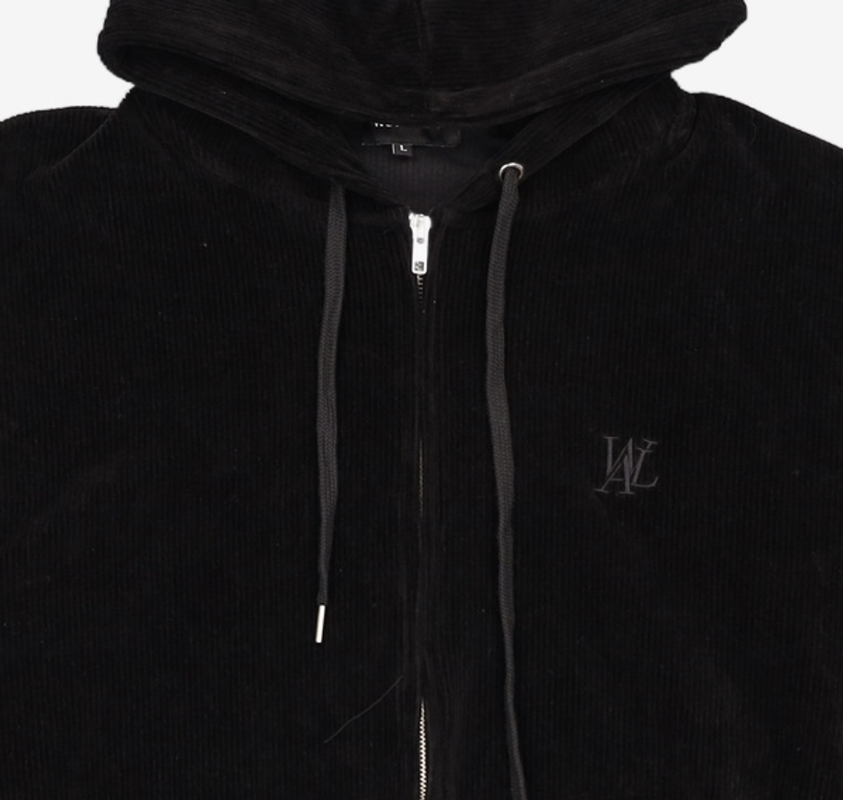 우알롱(WOOALONG) Velour corduroy hood zip-up - BLACK L