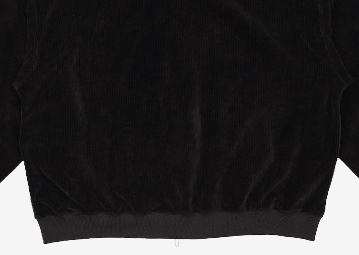 우알롱(WOOALONG) Velour corduroy hood zip-up - BLACK L