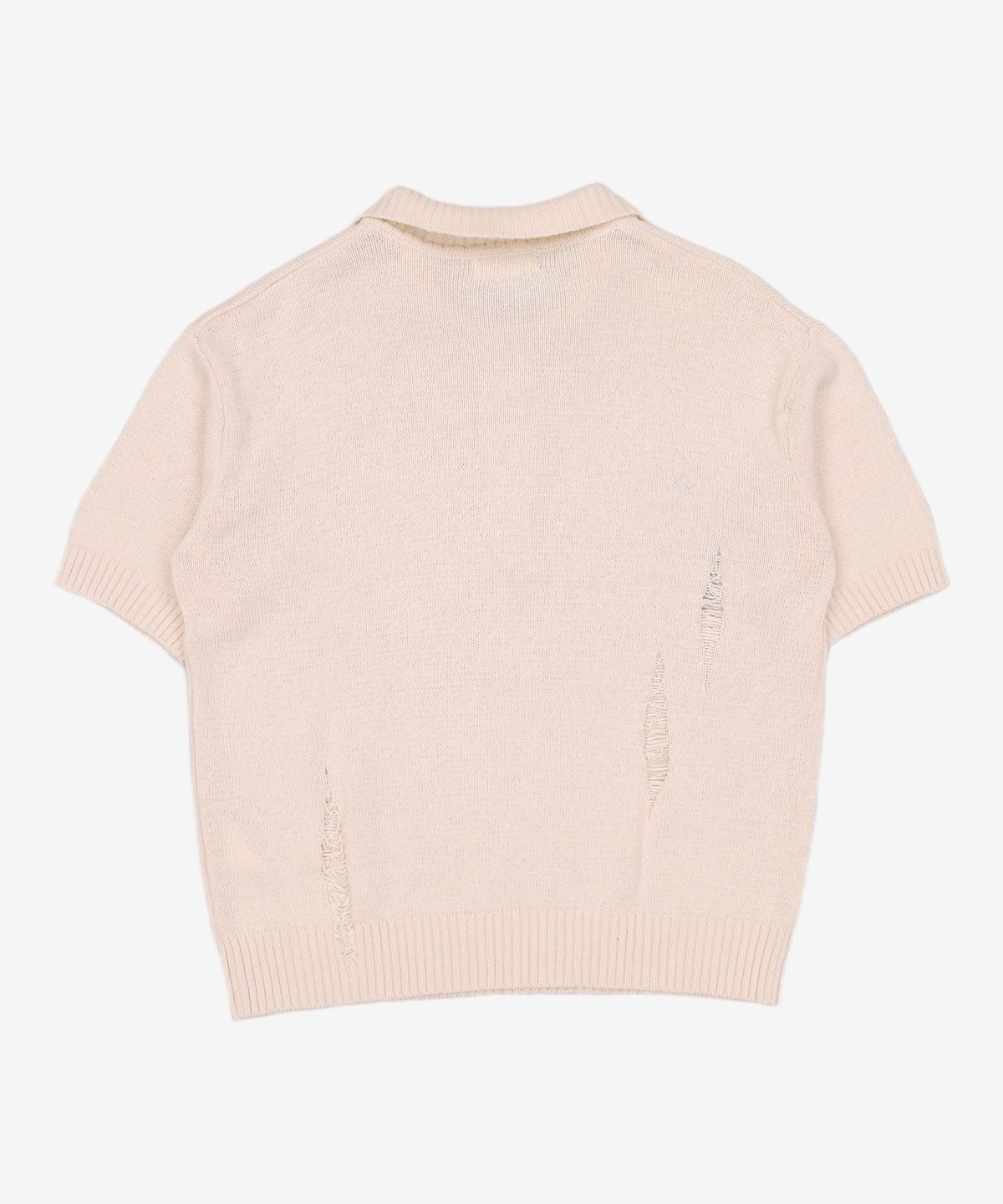 메종미네드(MAISON MINED) DAMAGE SITE KNIT HALF SHIRTS IVORY S