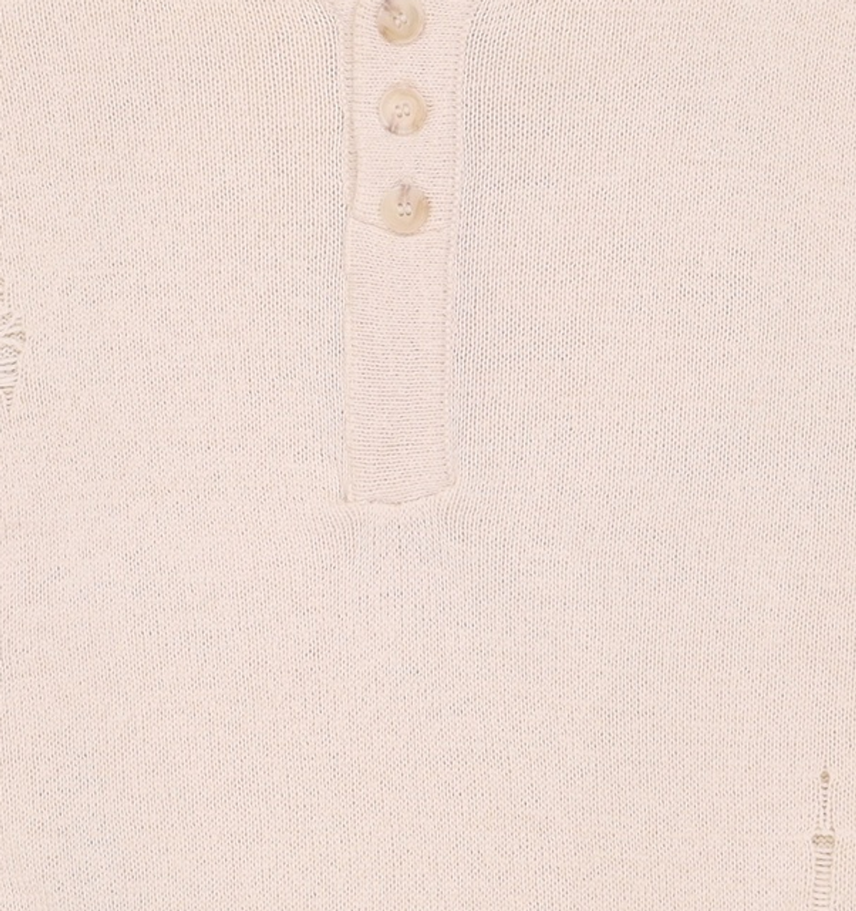 메종미네드(MAISON MINED) DAMAGE SITE KNIT HALF SHIRTS IVORY S