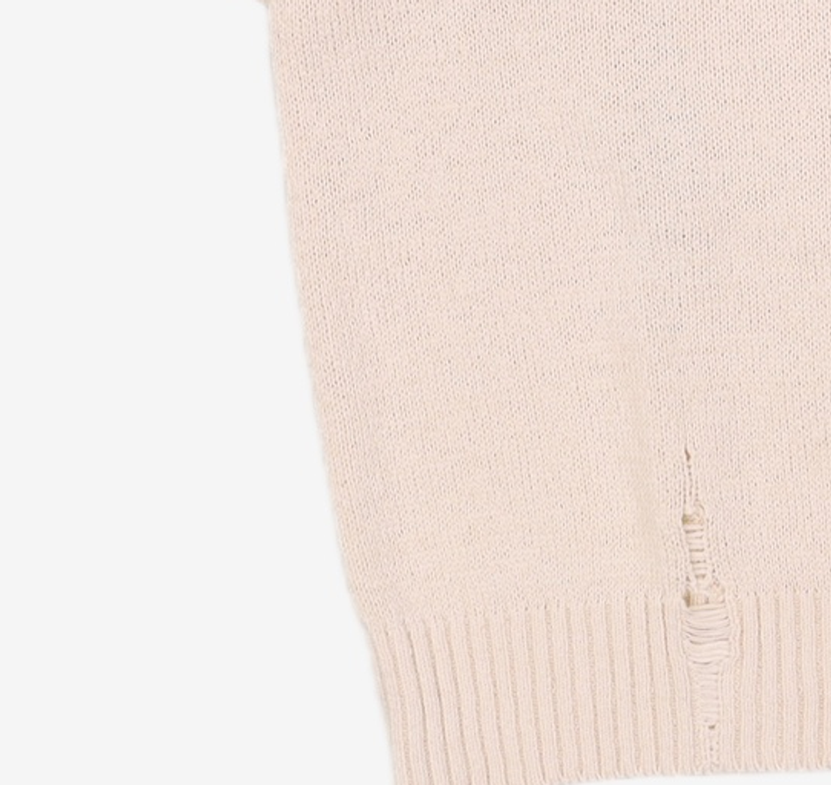메종미네드(MAISON MINED) DAMAGE SITE KNIT HALF SHIRTS IVORY S