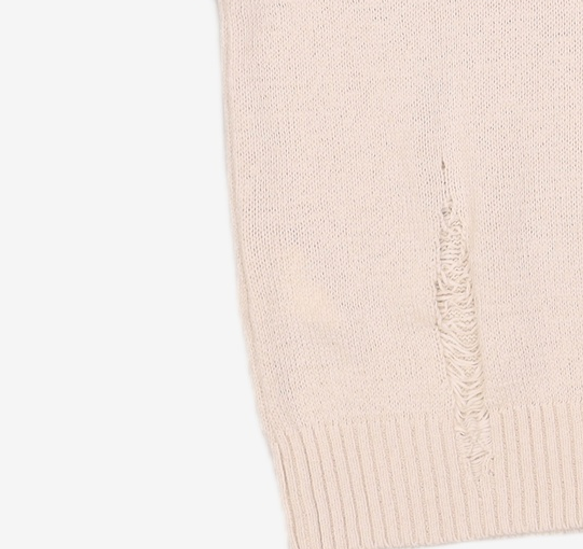 메종미네드(MAISON MINED) DAMAGE SITE KNIT HALF SHIRTS IVORY S