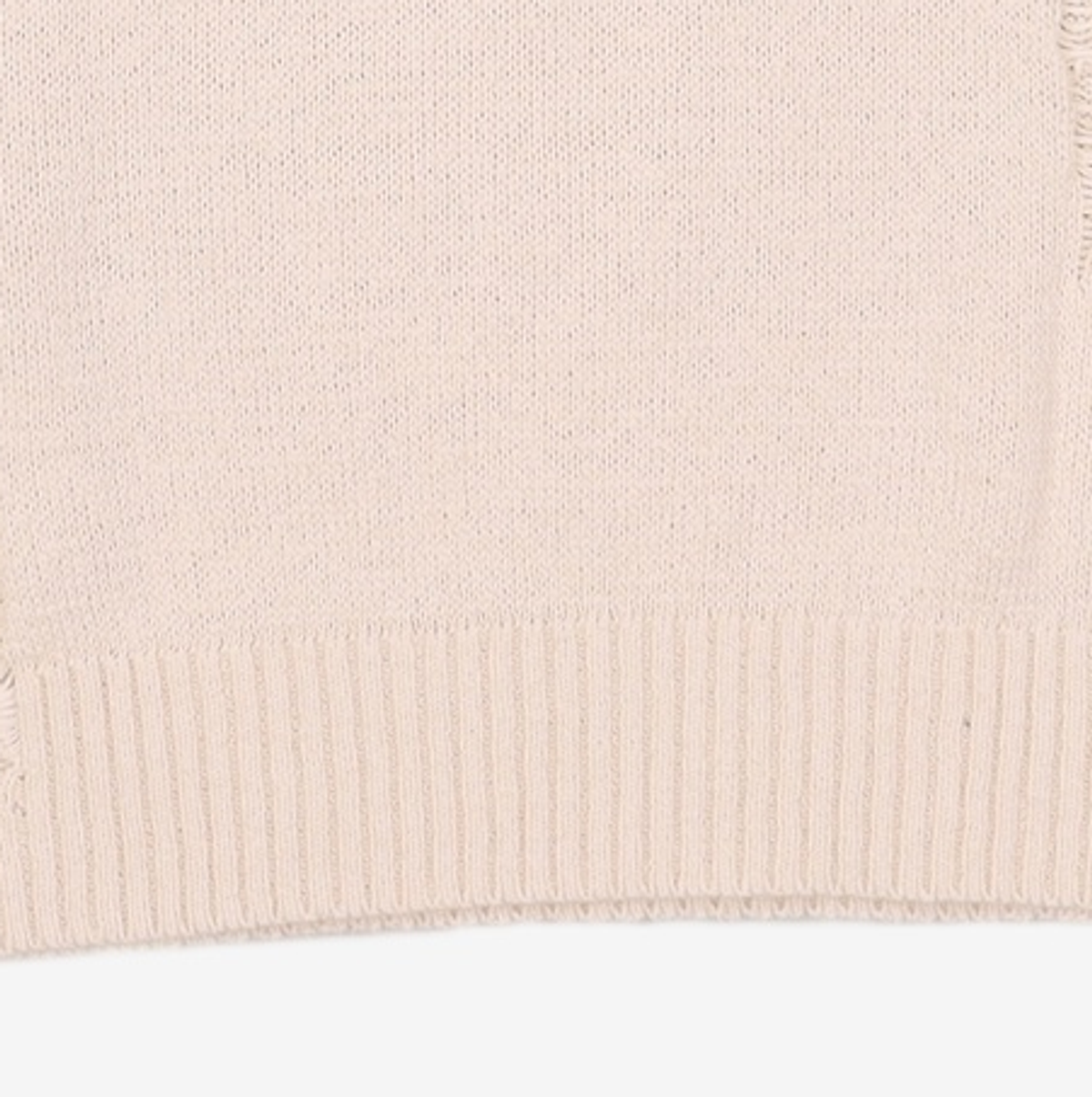 메종미네드(MAISON MINED) DAMAGE SITE KNIT HALF SHIRTS IVORY S