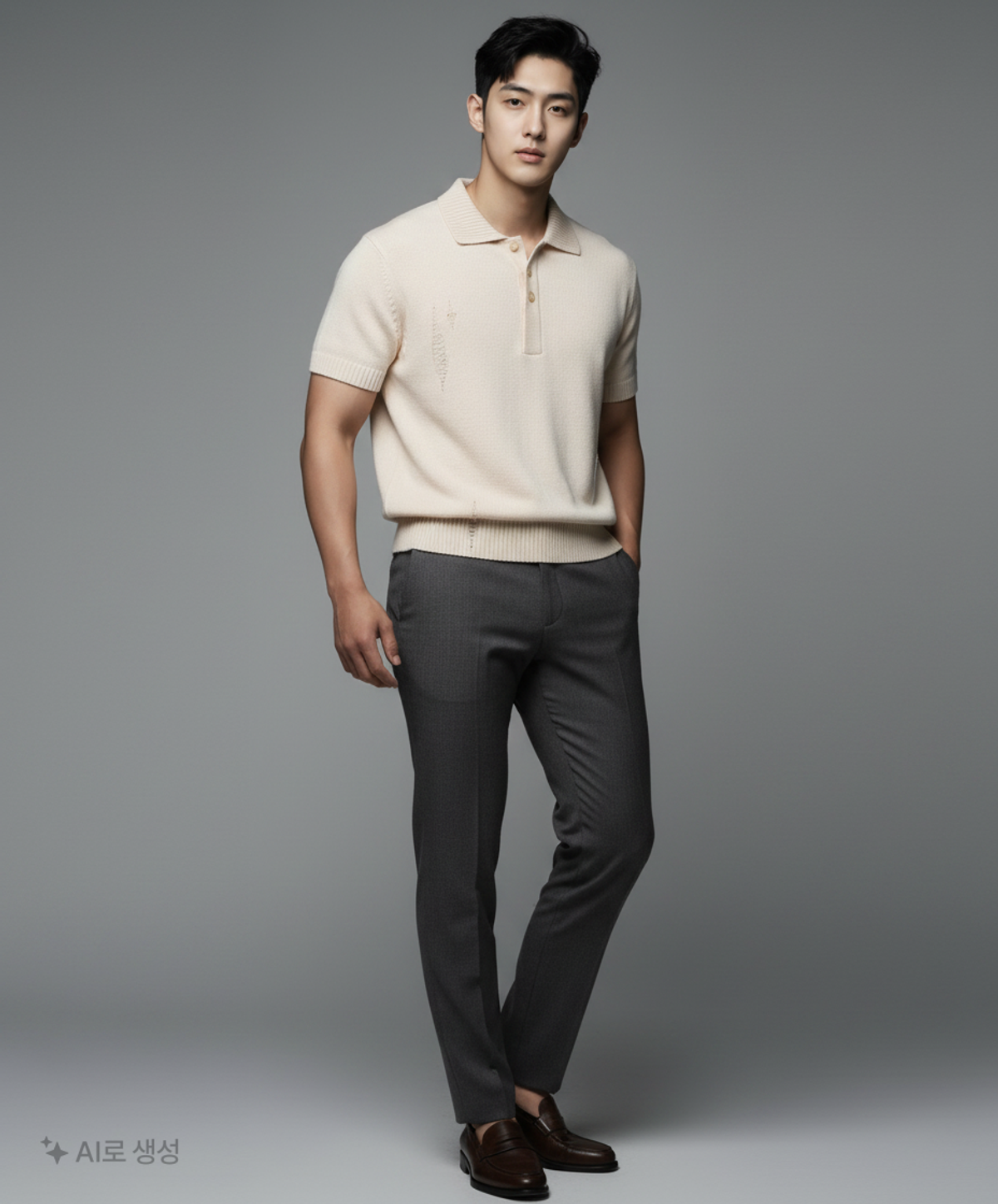메종미네드(MAISON MINED) DAMAGE SITE KNIT HALF SHIRTS IVORY S