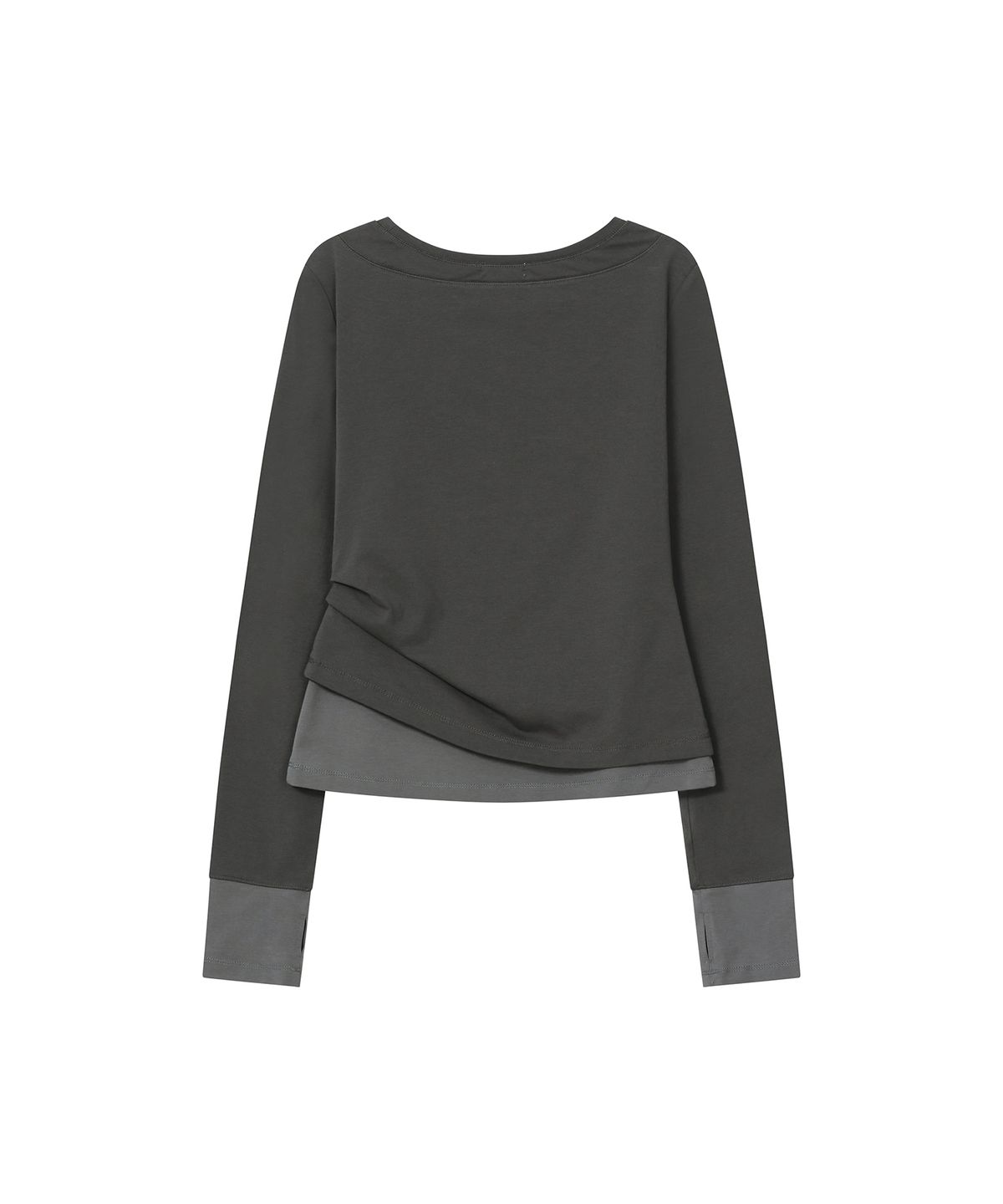 미세키서울(MISEKI SEOUL) Asymmetric contrast long sleeve CHARCOAL
